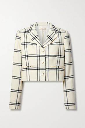 LoveShackFancy Blazer Cropped In Twill A Quadri Marlene - Bianco
