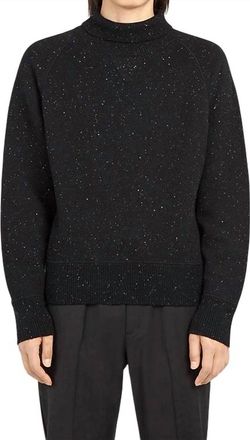Ferragamo Tinted Sequined Turtleneck Sweater In Black