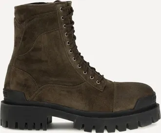 Balenciaga Combat Strike waxed suede calf leather Boots Male 40