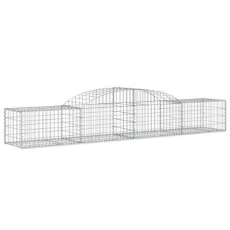 Berkfield Home Decorative Arched Gabion Baskets 17 pcs 300x50x40/60 cm Galvanise in Silver