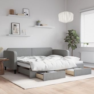 vidaXL Vidaxl - Sof&aacute; Cama Nido Con Cajones Tela Gris Claro 90x200 Cm