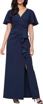 S.L. Fashions Scuba Crepe Dress in Navy at Nordstrom, Size 14