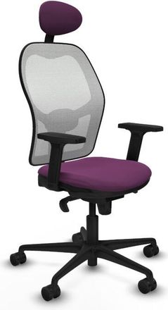 Piqueras y Crespo Piqueras Y Crespo - Jorquera Sincro Malla Blanca Similpiel Morado Brazos 2d Base Nailon Cabecero Fijo Ruedas 65mm Nailon