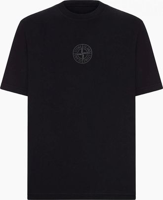 Stone Island Mens Branded Cotton T-Shirt Black - Size: 42