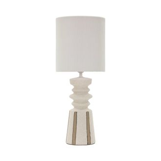 Mauro Ferretti L&aacute;mpara de mesa de cer&aacute;mica blanca con detalles verdes, &oslash; 22,5 x 57 cm