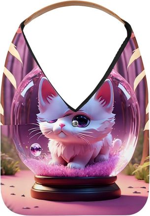 Generic Cat Crystal Ball Reusable Lightweight Grocery Bags - Foldable Into Compact Pouch, Washable & Sturdy, Multipurpose for Shopping and Travel