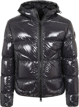 Herno Glossy Bomber Jacket With Hood And Elastic Cuffs