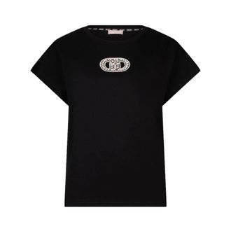 Liu Jo T-Shirts, female, Black, Size: XS T-shirt With Bejewelled Details