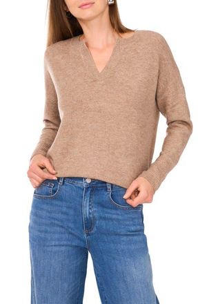 Vince Camuto Drop Shoulder V-Neck Sweater in Taupe at Nordstrom, Size X-Small