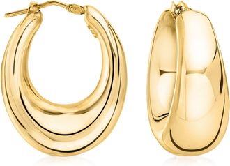 Ross-Simons Italian 18kt Gold Over Sterling Graduated Hoop Earrings
