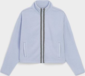 Twik Womens Geometric-trim high-pile fleece jacket