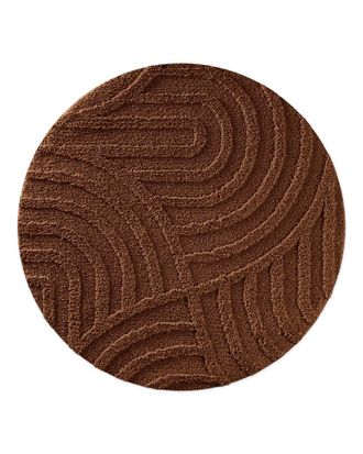 Wecon Home Alfombra de ba&ntilde;o redonda en relieve marr&oacute;n &Oslash;80