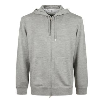 Brunello Cucinelli Zip-throughs, male, Gray, M, Hooded sweatshirt