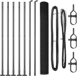 Berkfield Home Welded Wire Fence with 7 Flanged Posts Grey 1.4 x 10 m Steel