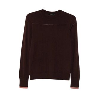 Seventy Trui met ronde hals - Dames - Ronde hals truien - Bruin - S - Wol - Truien & Vesten