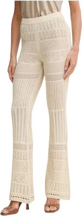 Patrizia Pepe Katoenen Haaktrui Broek - Dames - Wijde Broeken - Beige - S - Katoen - Broeken