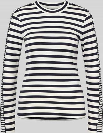 Marc Cain Longsleeve mit geripptem Rundhalsausschnitt in Marine, Größe 36