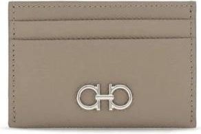 Ferragamo Gancini Creditcardhouder - Dames - Accessoires - Beige - Maat: ONE Size Leer