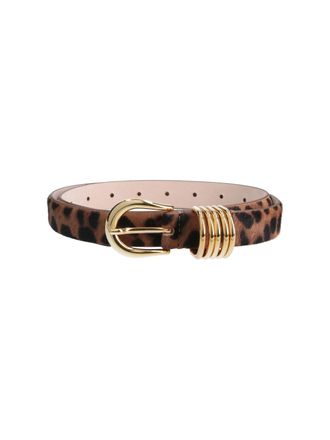 D&eacute;hanche Brown Pony Hair Animal Print Belt