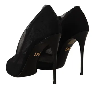 Dolce & Gabbana Womens Black Tulle Stretch Boots Pumps Shoes Elastane