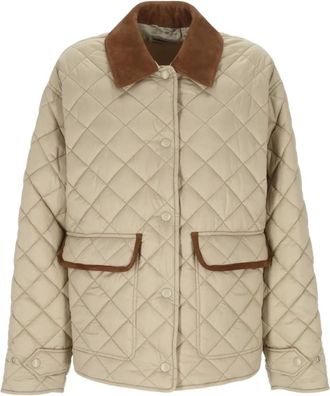 Miu Miu Beige Quilted Shirt Collar Jacket