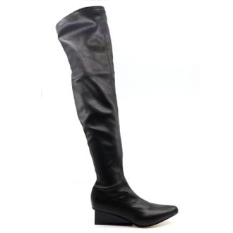 All Black Womens Square Edge Boots In Black