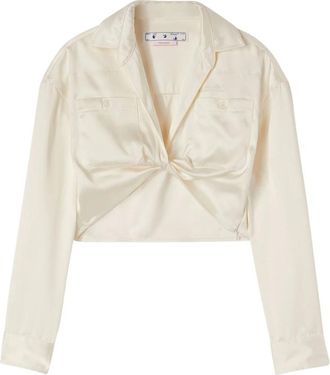 Off-white Twist Crop Shirt - Dames - Overhemden - Wit - S - Overhemden