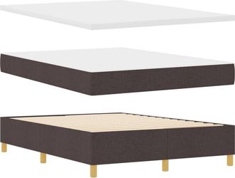 vidaXL Box Spring Bed with Mattress Dark brown 140 x 190 cm Fabric vidaXL