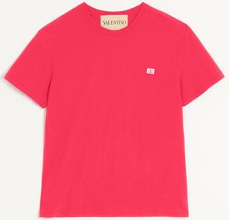 Valentino Cotton T-Shirt With VLogo Patch Man RED 3XL