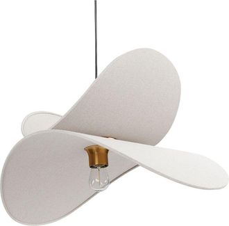 Beliani Lampada a sospensione moderna plafoniera grigio chiaro lampadina a vista paralume in tessuto di lino Mascota