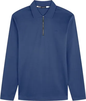 Paul & Shark Aqua Touch cotton zip-up Polo Shirt, Man, Vintage Indigo, Size: XXL