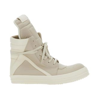 Rick Owens Schoenen, Heren, Beige, 45 EU, Leer, Geobasket Sneakers