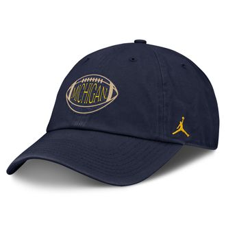 Nike Jordan Mens Michigan Campus Prep Football Club Jordan Brand College Adjustable Hat in Blue | JC0141SMWN-PVK