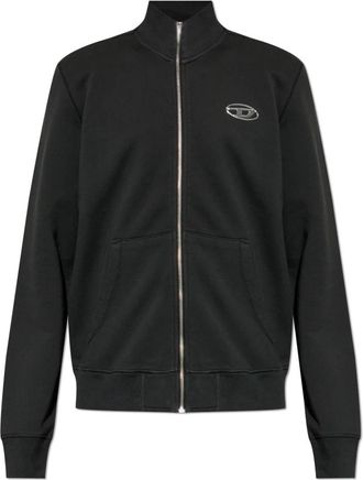 Diesel S-Ginn-Zip-Iod Sweatshirt - Heren - Vesten met rits - Zwart - L - Katoen - Hoodies & sweatvesten