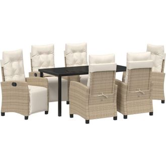 vidaXL Conjunto De Comedor De Jard&iacute;n 7 Pcs Beige Rat&aacute;n Sint&eacute;tico Vidaxl