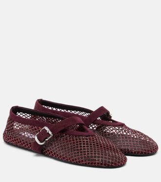 Alaia Ala&iuml;a Embellished fishnet ballet flats