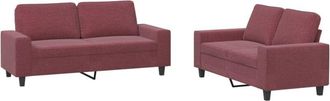 vidaXL Juego De Sof&aacute;s 2 Piezas Tela Rojo Tinto Vidaxl