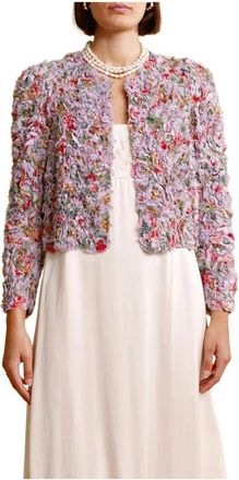 By Ti Mo Vintage Georgette Jas met Ruches - Dames - Zomerjassen - Veelkleurig - S - Jassen