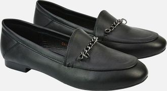 XY London Womens XY London Womens/Ladies Tessah Chain Detail Flat Loafers - Black - Size: 3