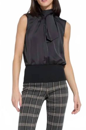 Lyss&eacute; Indira Mixmedia Scarf Blouse In Black
