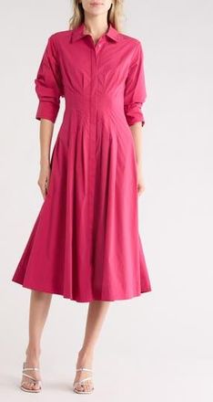 SIMKHAI Jazz Pintuck Shirtdress in Pomegranate at Nordstrom Rack, Size Large