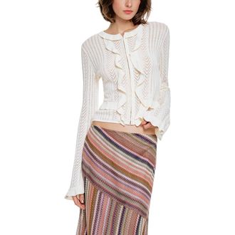 Anna Sui Victorian Pointelle Cardigan in Cream at Nordstrom, Size Medium