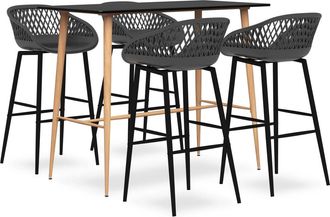vidaXL Mesa Alta Y Taburetes De Bar 5 Piezas Negro Y Gris Vidaxl