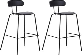 Beliani Beliani - Conjunto De 2 Sillas De Bar Taburetes Altos De Pl&aacute;stico Patas De Metal Negro Sibley