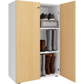 ebuy24 Ebuy24 - vcm xl Legno Grande Gabinetto Scarpa Rack Grande Stivali Mobili da Pavimento Lona 3 Scomparti (Bianco / Faggio)