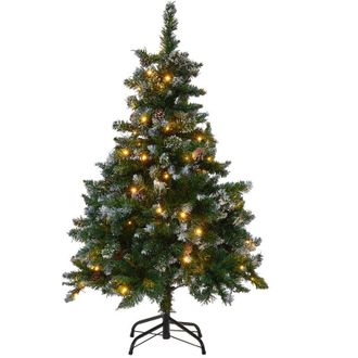 Beliani Beliani - Rbol De Navidad Artificial Verde Con Luces Led Incorporadas 120 Cm Ramas Heladas Sint&eacute;ticas Conos De Pino Palomar