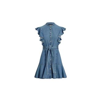 Ralph Lauren Alicia Mini-jurk - Dames - Jurken - Blauw - Maat: 2XS Katoen