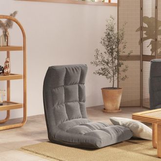 vidaXL Vidaxl - Silla De Suelo Plegable De Tela Gris Claro