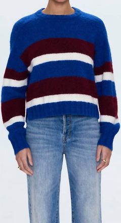 Pistola Denim Adina Crewneck Sweater In Azure Claret Stripe