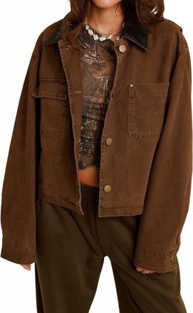 Elan Dust Rider Cropped Barn Jacket In Brown